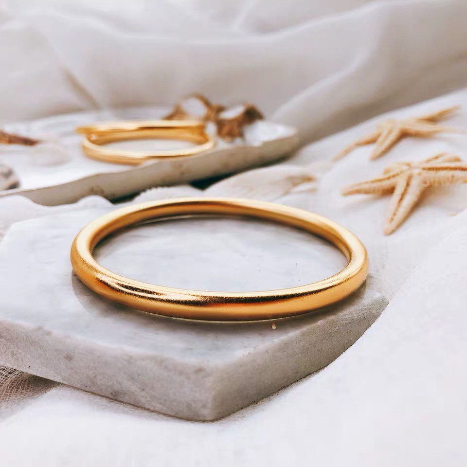 Vòng Đeo Tay Bằng Thép Titan Không Phai Màu Vàng Đồng Truyền Thống Phong Cách Hàn Quốc Nhật Bản Đơn Giản xiaohongshu Khuyến Nghị tik tok