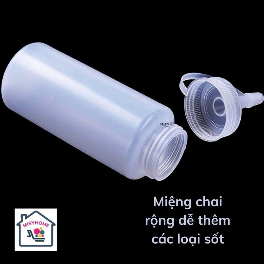 Chai xịt tương ớt 250 500 650ml nhựa đựng sữa đặc tương cà sốt mayonnaise phun kem làm trân châu dầu ăn bình bóp mù tạt