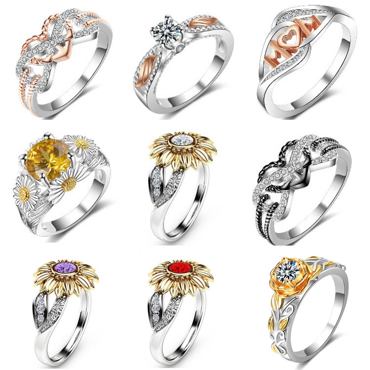 Nhẫn Đính Đá Zircon Phong Cách Âu Mỹ Thời Trang JH01
