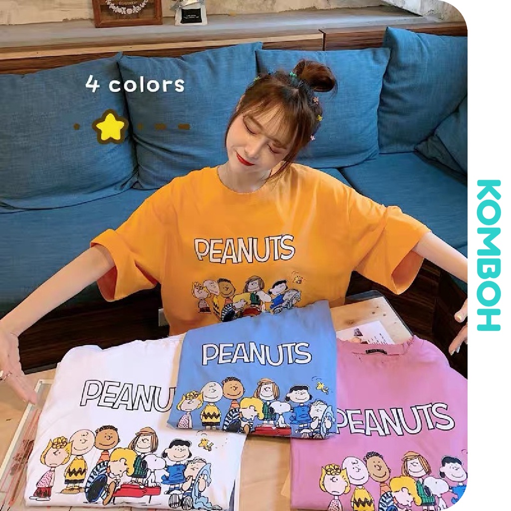 Áo thun tay lỡ phông Unisex nam nữ oversize form rộng ulzzang PEANUTS KOMBOH A24