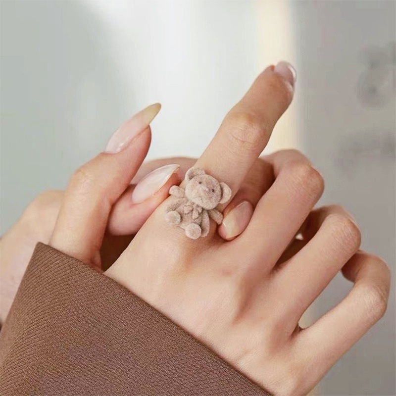 Nhẫn Hở Họa Tiết Gấu Hoạt Hình Dễ Thương Có Thể Điều Chỉnh