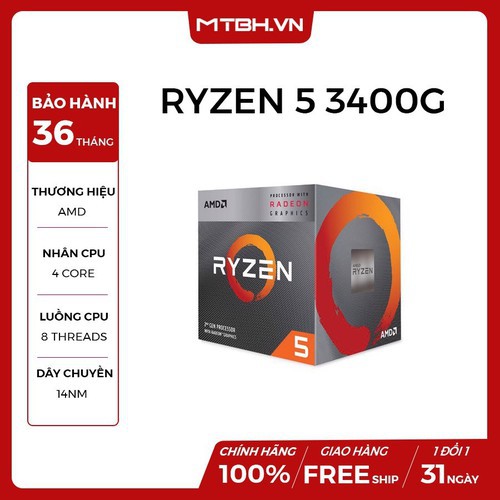 [Mã ELMSDAY giảm 6% đơn 2TR] CPU AMD Ryzen 5 3400G | BigBuy360 - bigbuy360.vn