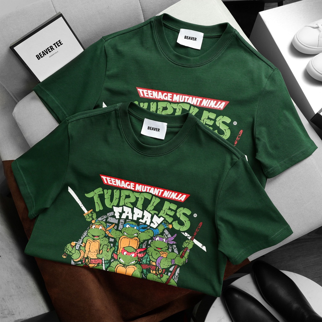 Áo Thun Unisex  TURTLES TEE  Màu XANH LÁ chất liệu 100% Thun Cotton vải 230gsm