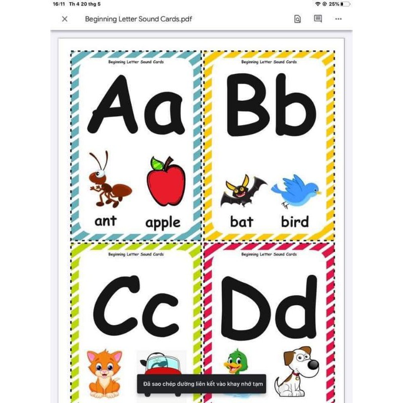 Bộ flashcard chữ cái tiếng anh