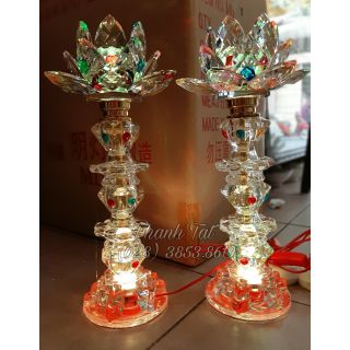 Bộ Đèn Thờ Sen Pha Lê Mà:0443