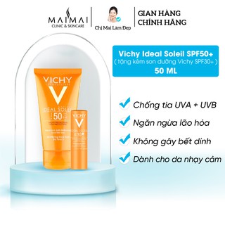 Set Kem Chống Nắng Vichy Ideal Soleil SPF50+ Dry Touch + Son Dưỡng Chống Nắng Vichy SPF30