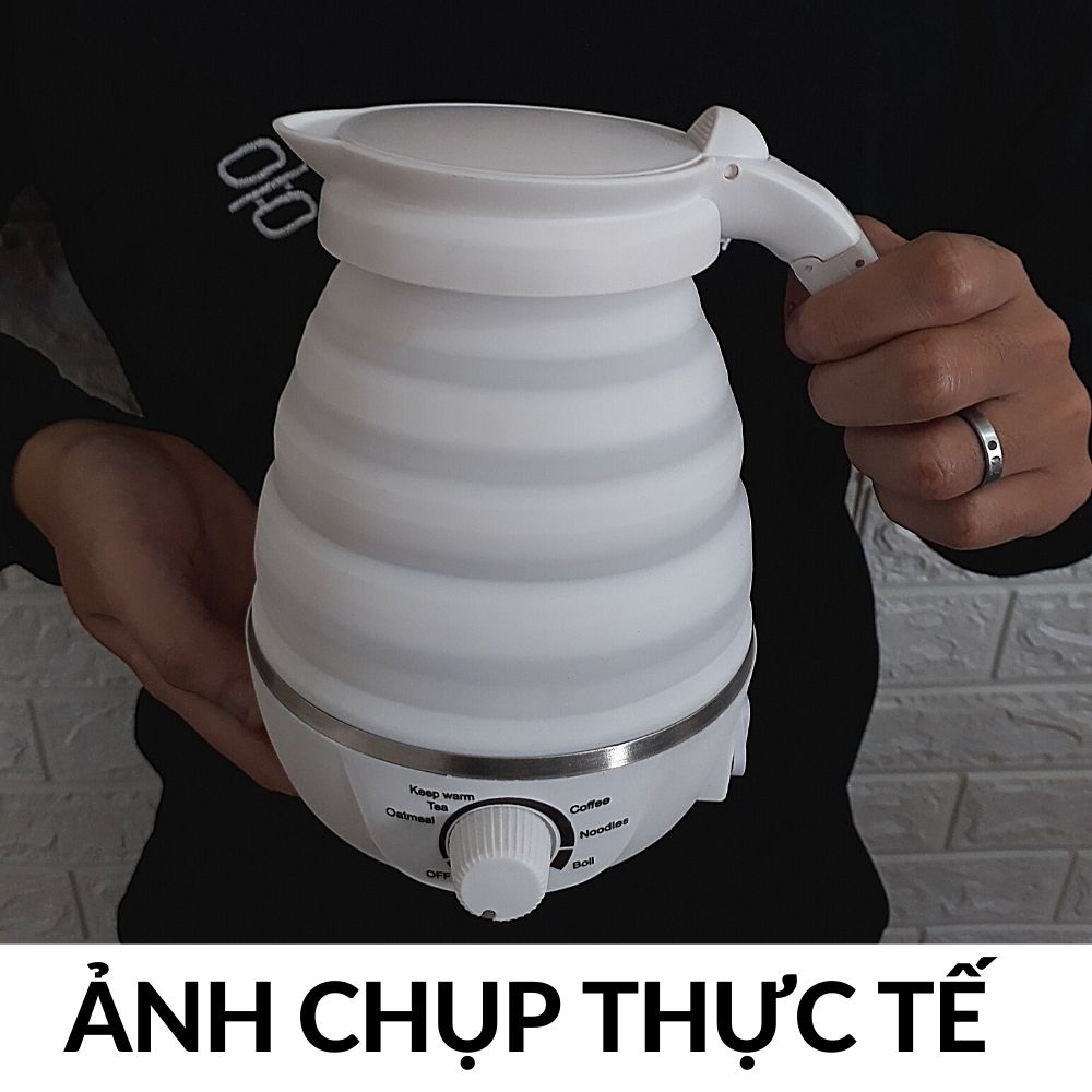 Ấm Đun Nước Điện Du Lịch Gấp Gọn Cao Cấp 700Ml Tặng Kèm Túi Đựng