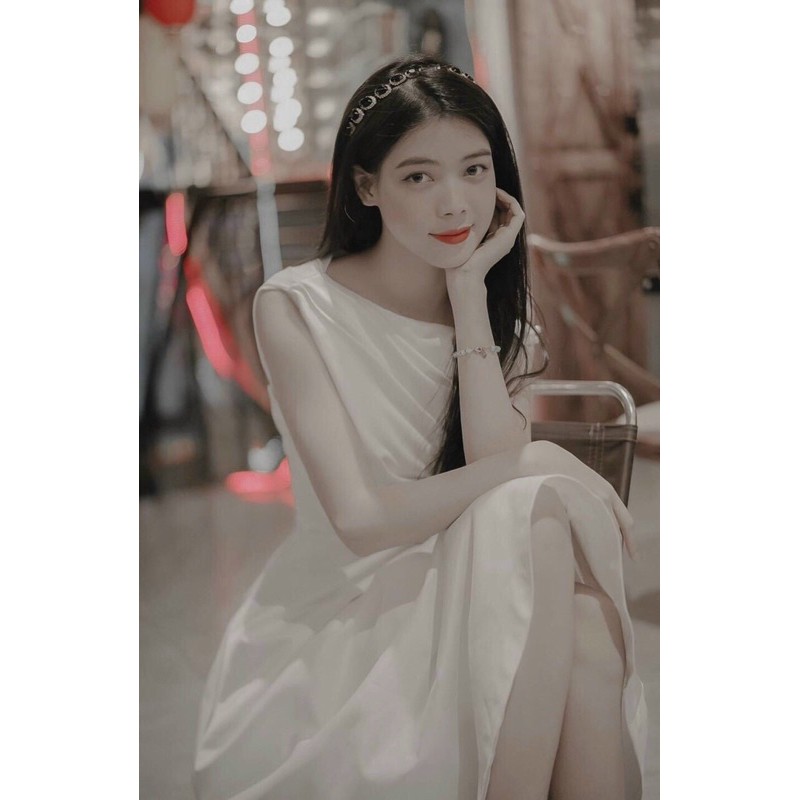 Đầm lệch vai, Đầm trắng dự tiệc dáng dài sang sang trọng OLLI DRESS  #đầmtrang #vaytrang #damdutiec #damthietke | BigBuy360 - bigbuy360.vn