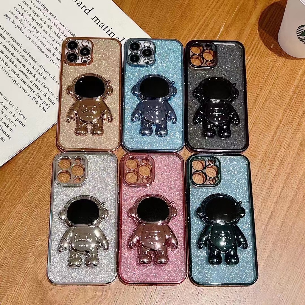 Ốp Điện Thoại iPhone 13 12 11 Pro Xs Max 7 8 Plus XR X mini SE2020 6D Ốp Điện Thoại iP 13 12 11 Pro max 7 8  plus x xs xr xsmax Silicon case ốp lưng điện thoại promax Dẻo Họa Tiết Phi Hành Gia Lấp Lánh Sang Trọng Cho