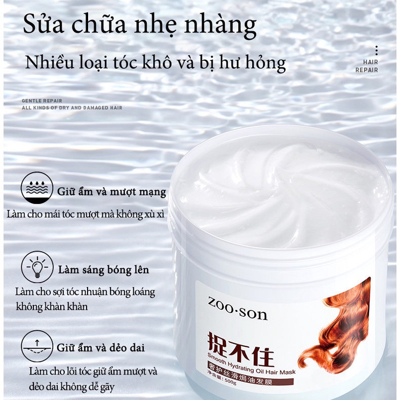 Mặt nạ tóc kem thẳng tóc kem dưỡng tóc mặt nạ dưỡng tóc Keratin dầu xả phục hồi tóc chẻ ngọn tóc uốn nhuộm ép hư tổn500g