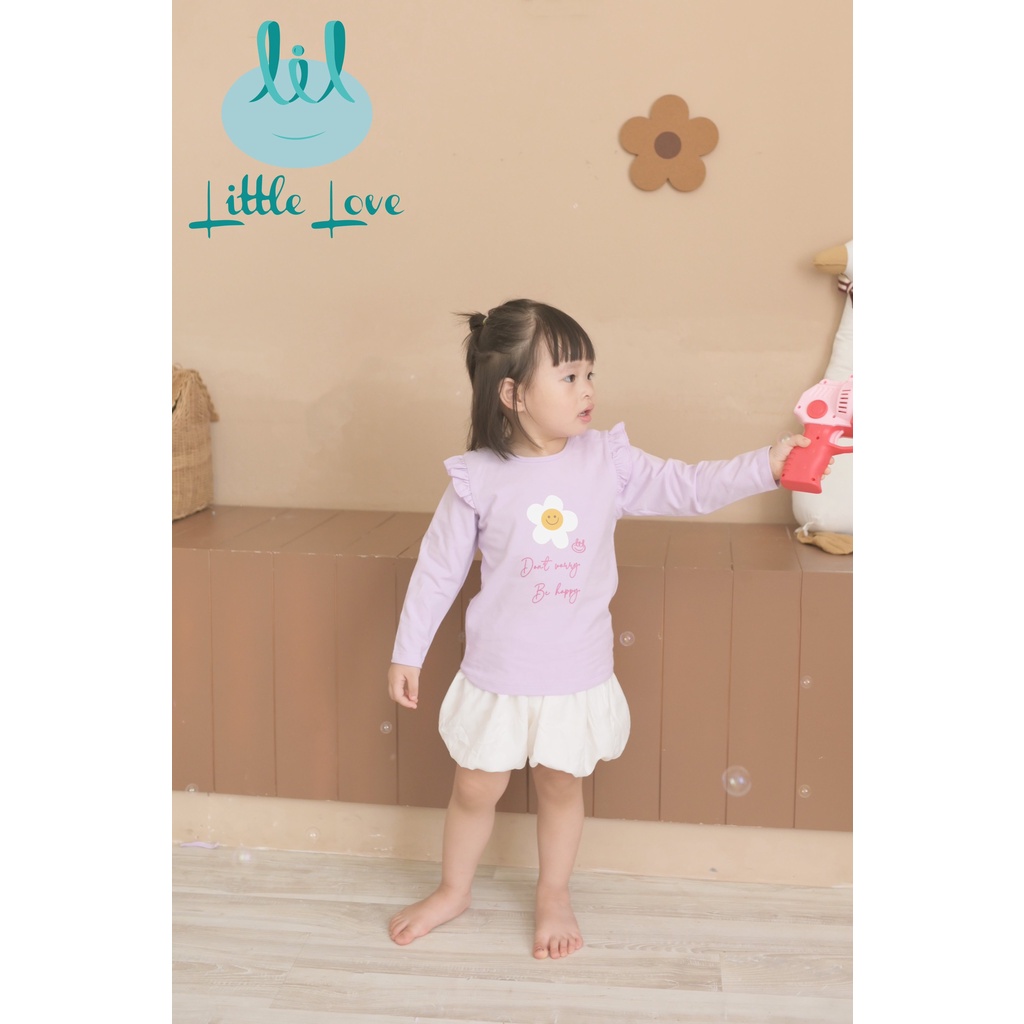 Áo dài tay in hình tay bèo cho bé gái 2022 từ 3m đến 4y little love (LA08)