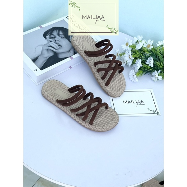 (Xả hàng lẻ size) Sandal nữ đế cói MAILIAA quai chéo dây (2 kiểu)