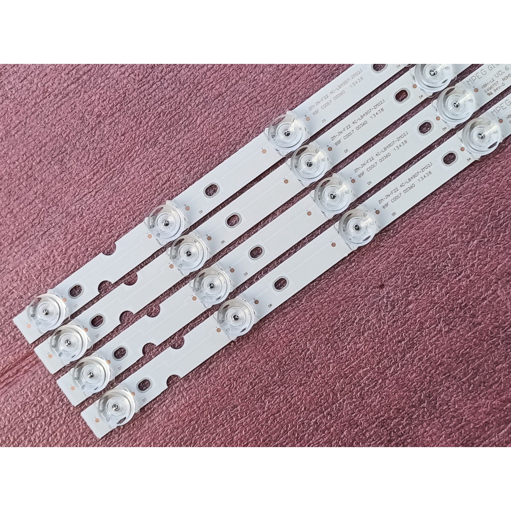 THANH ĐÈN LED TIVI TCL 49S6500 49P65 MỚI 100% HÀNG ZIN HÃNG, BỘ 4 THANH, MỖI THANH 7 BÓNG, MỖI BÓNG 6V, DÀI 50cm