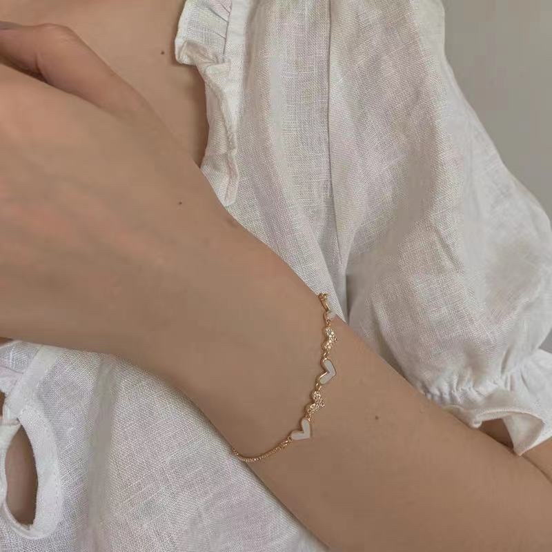 Vòng tay nữ dây rút trái tim phong cách Hàn quốc cho nữ, lắc tay rút trái tim