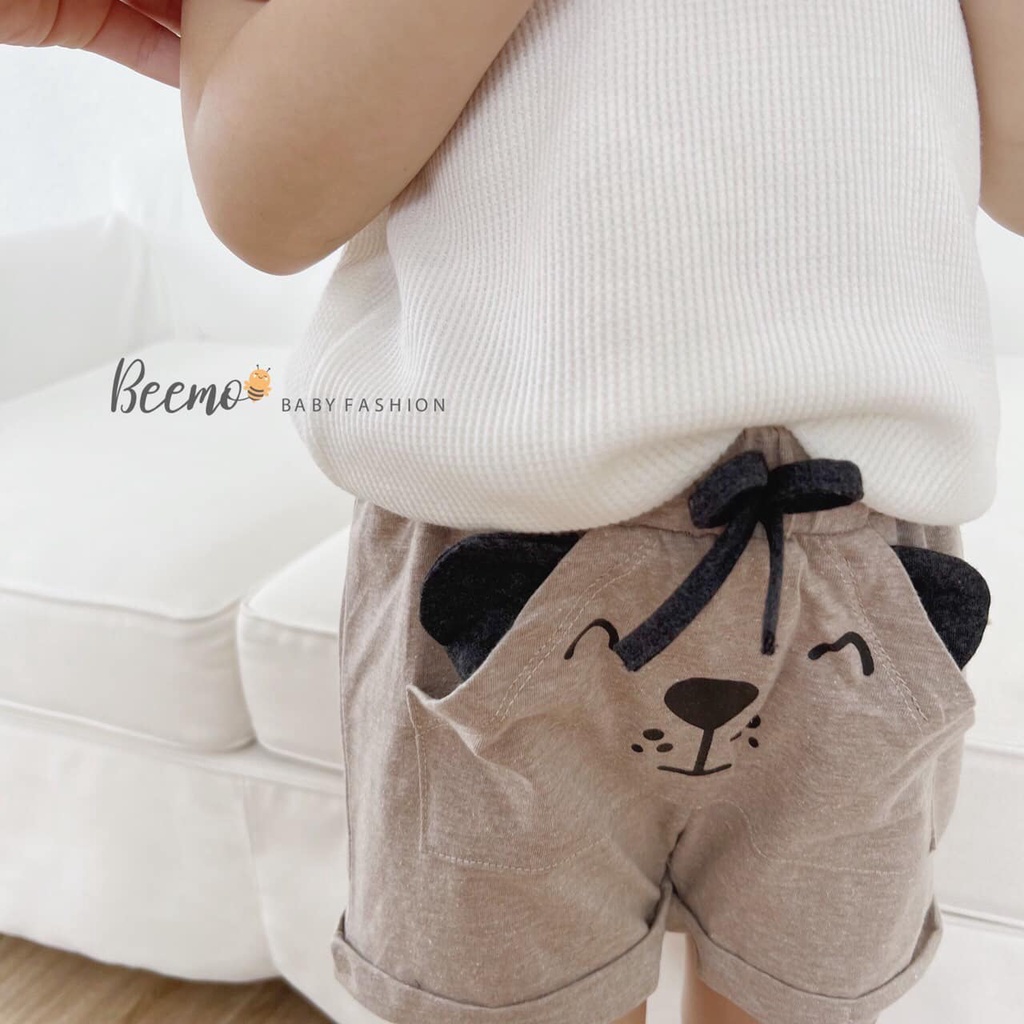 Quần đùi cotton đáp gấu ngộ nghĩnh Beemo cho bé