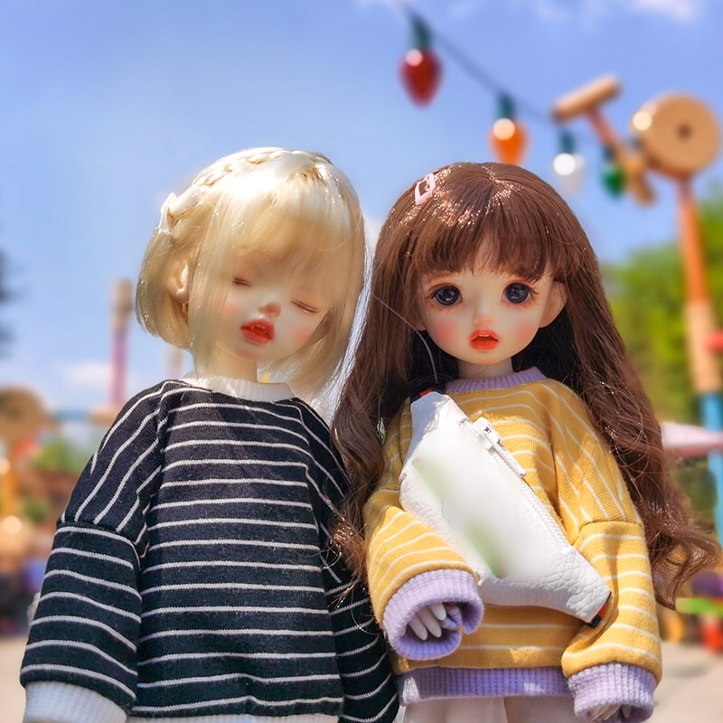 Áo sweater tay dài kẻ sọc nhiều màu dành cho búp bê