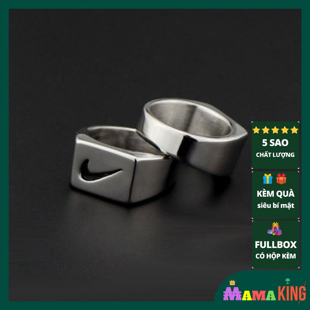 NHẪN NlKE SWOOSH THÉP KHÔNG GỈ BỀN BỈ BẢN VUÔNG by MAMA KING
