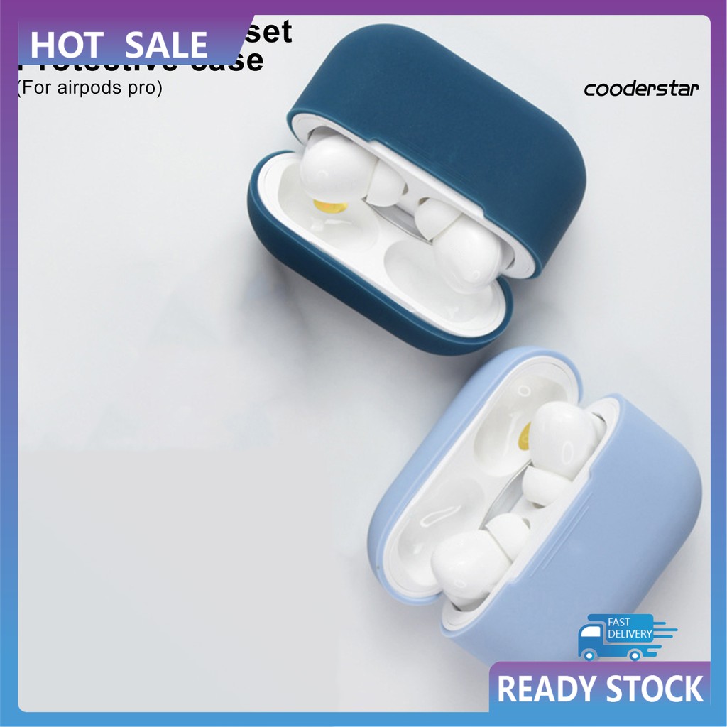 Vỏ Đựng Hộp Sạc Tai Nghe Airpods Pro Màu Trơn Chống Rơi Tiện Dụng