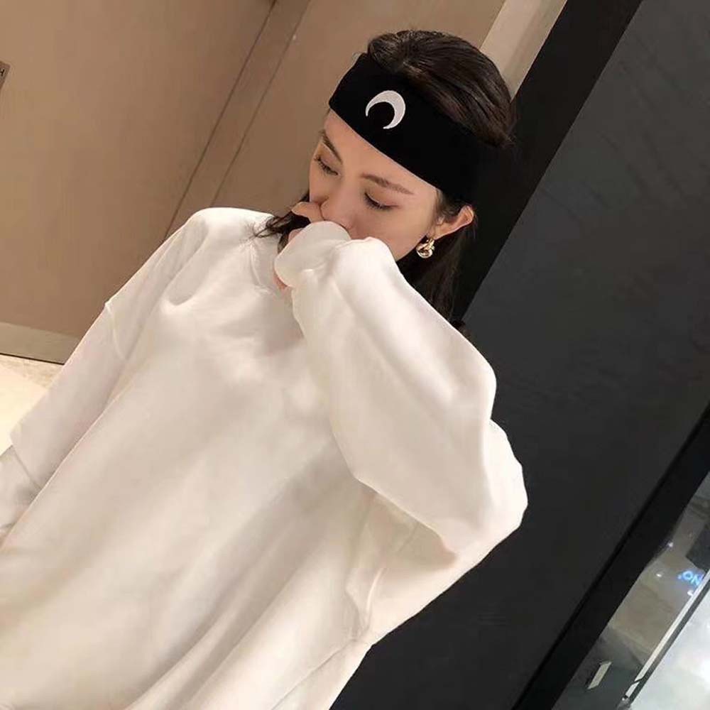 Băng Đô Cài Tóc Dệt Kim Mềm Co Giãn Thấm Hút Mồ Hôi Thêu Hình Mặt Trăng Nhiều Màu Cho Nữ