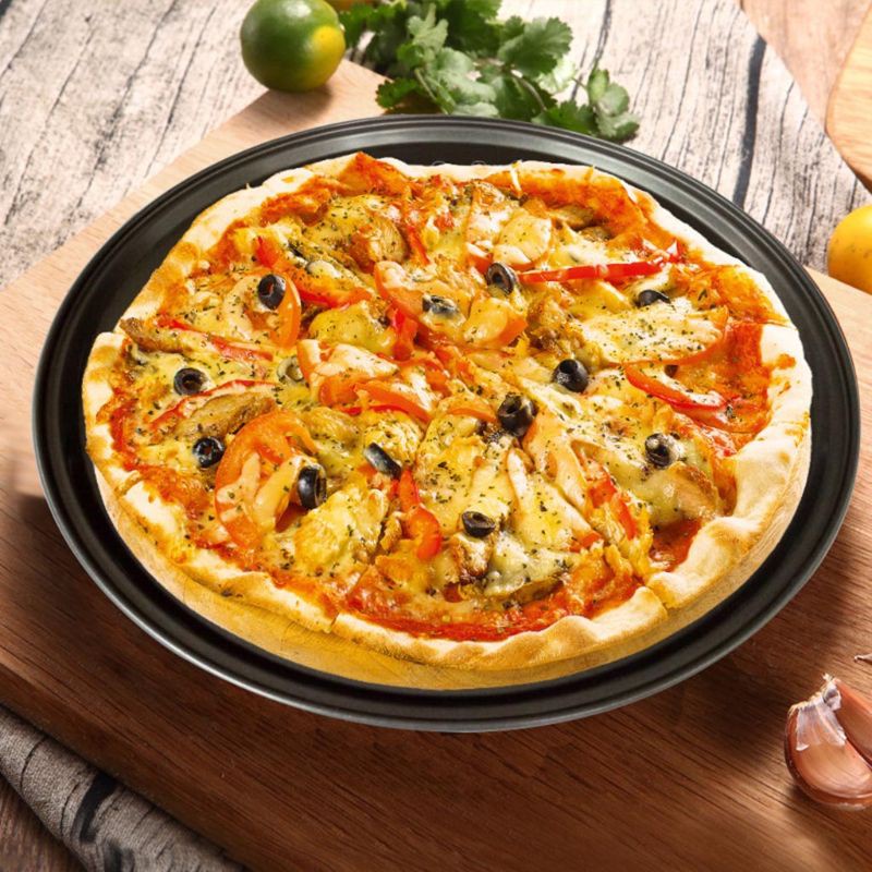 Khay Nướng Bánh Pizza 22.86 / 25.40 / 27.94 / 30.48 cm Bằng Thép Carbon Chống Dính Có Lỗ Tiện Dụng