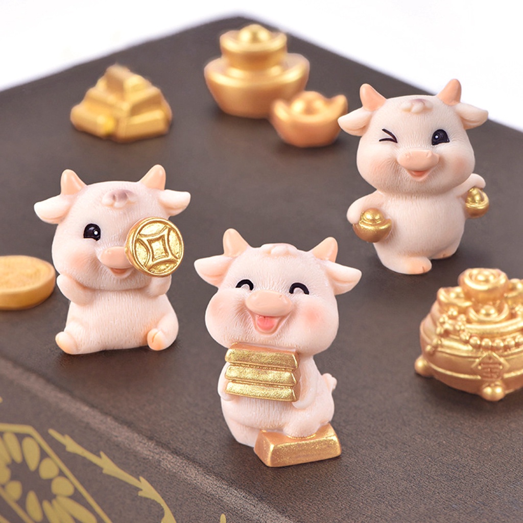 Phụ Kiện Trang Trí Tiểu Cảnh Hình Chú Bò Sữa Dễ Thương