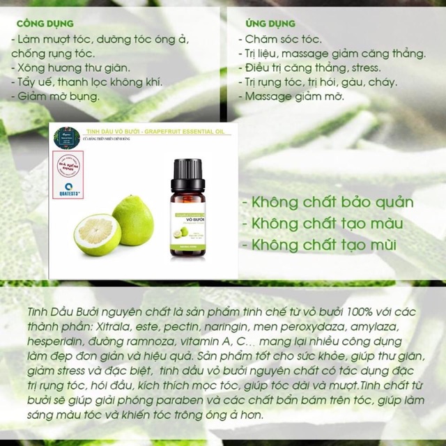 [ 10ml ] Tinh Dầu Vỏ Bưởi Nguyên Chất Organic - Chai nhỏ giọt [ Grapefruit Essential Oil ]