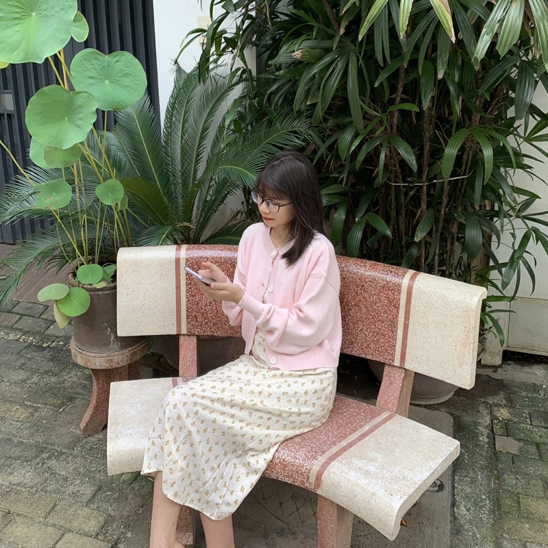 Áo len cadigan croptop siêu cute, croptop trái đào, croptop trơn phong cách Hàn Quốc