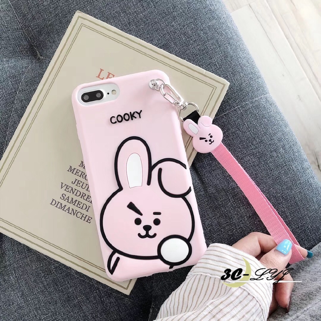 BTS BT21 Cute Silicone Case iX/7/8p 11 PRO MAX All Inclusive Soft Case+Lanyard