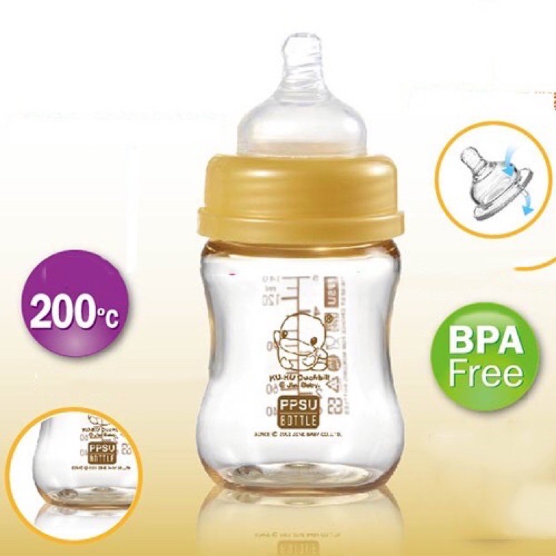 Bình sữa cổ rộng PPSU 140ml KuKu KU5833