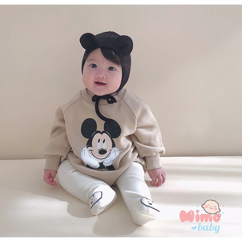 Mũ cotton tai mickey cho bé - mũ buộc dây (0-12m) Mimo baby MD31