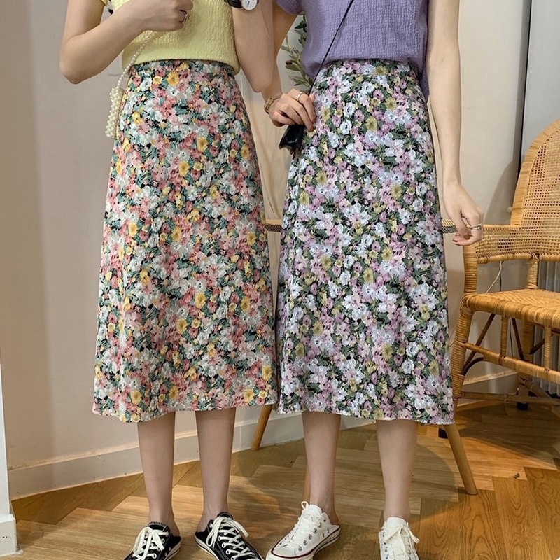 Chân Váy Hoa Lưng Thun Co Dãn Phong Cách Hàn Quốc Xinh Xắn Cho Nữ | WebRaoVat - webraovat.net.vn