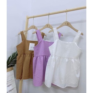 áo 2 dây bản to baby doll nhiều màu chất đũi xước xinh xắn