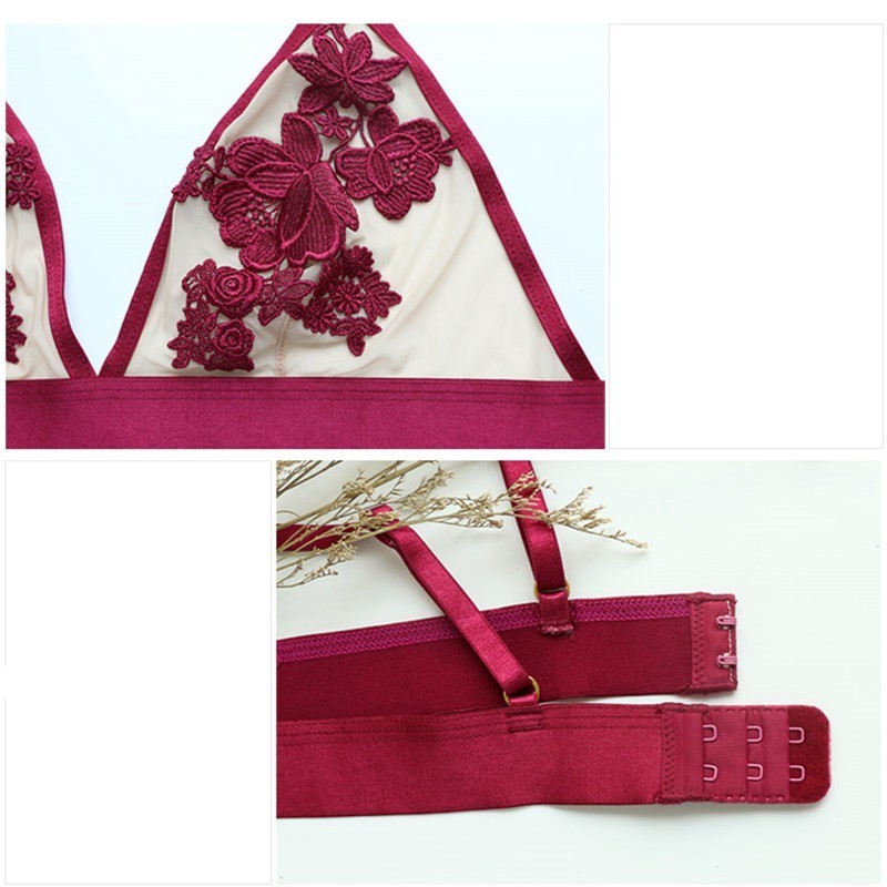 Set đồ lót satin ren hoa gợi cảm nữ tính Varsbaby V273