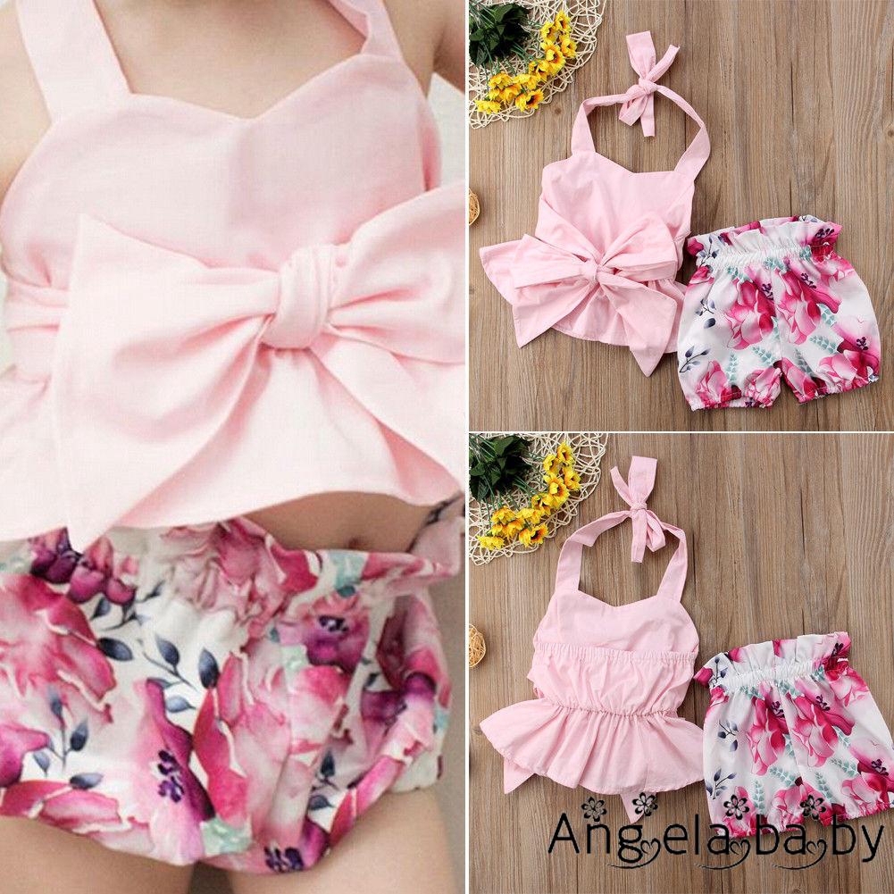 Newborn Set Clothes Bowknot Tops+Foral Shorts Outfits Sets