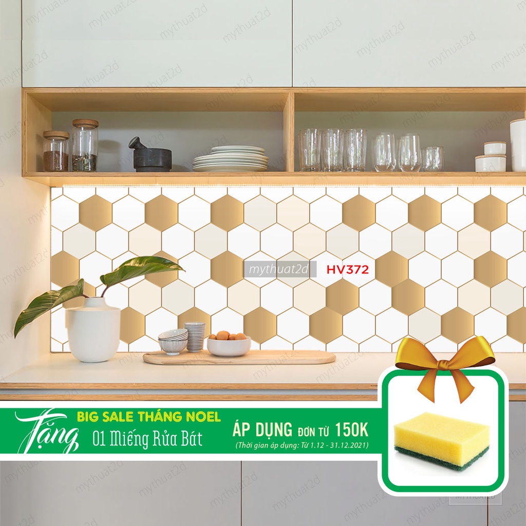 [Mã LIFEHLDEC giảm 10% đơn 99k] Set 1 mét dài Decal gạch bông mẫu Lục giác dán bếp, tường, nhà tắm..., kt 100x60cm/set