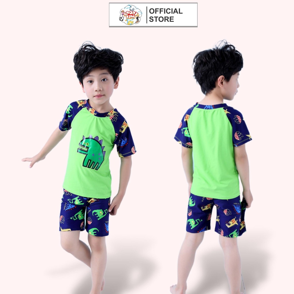 Bộ Đồ Bơi Sport kidsCho Bé Trai In Hình Khủng Long Cho Bé Trai 3-10 Tuổi Chất Thun Co Giãn Thoải Mái