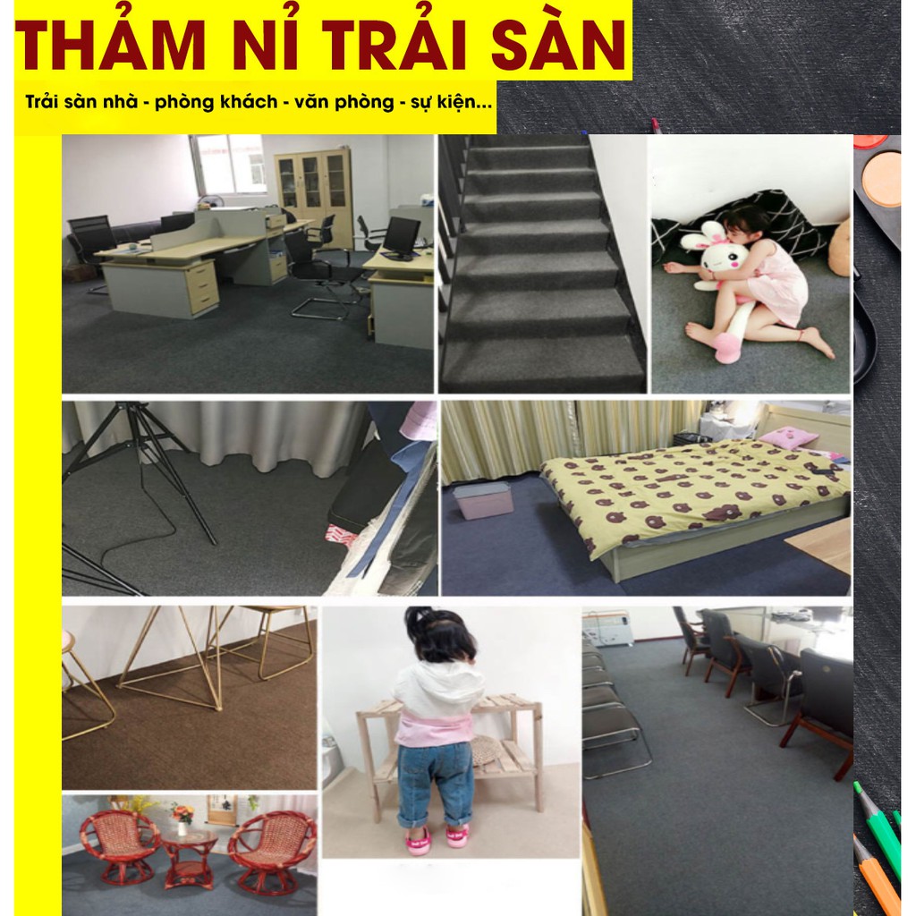 Thảm nỉ trải sàn nhà, thảm lót sàn nhà đẹp giá rẻ dày 3mm trải văn phòng, phòng ngủ, hội nghị, sự kiện