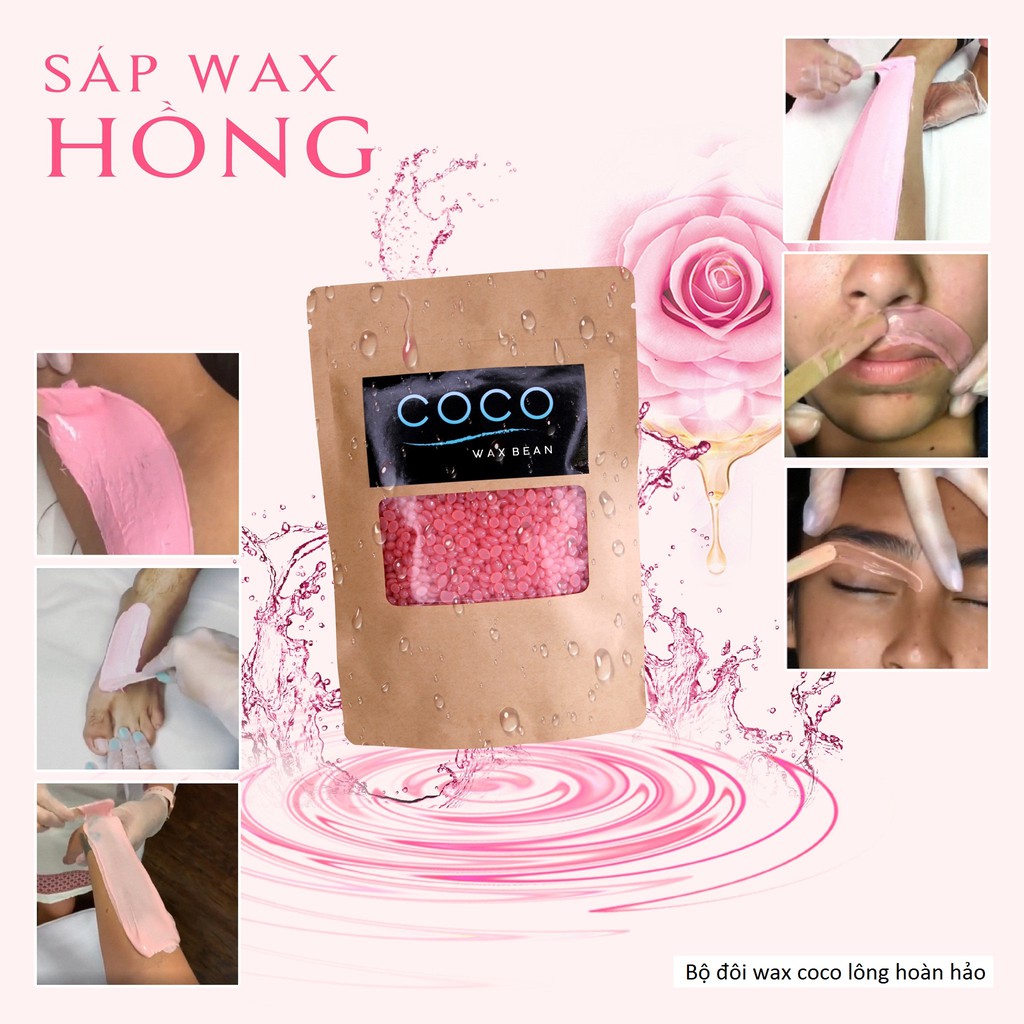 1 sáp wax lông Coco Wax Bean (free que wax) sáp hồng