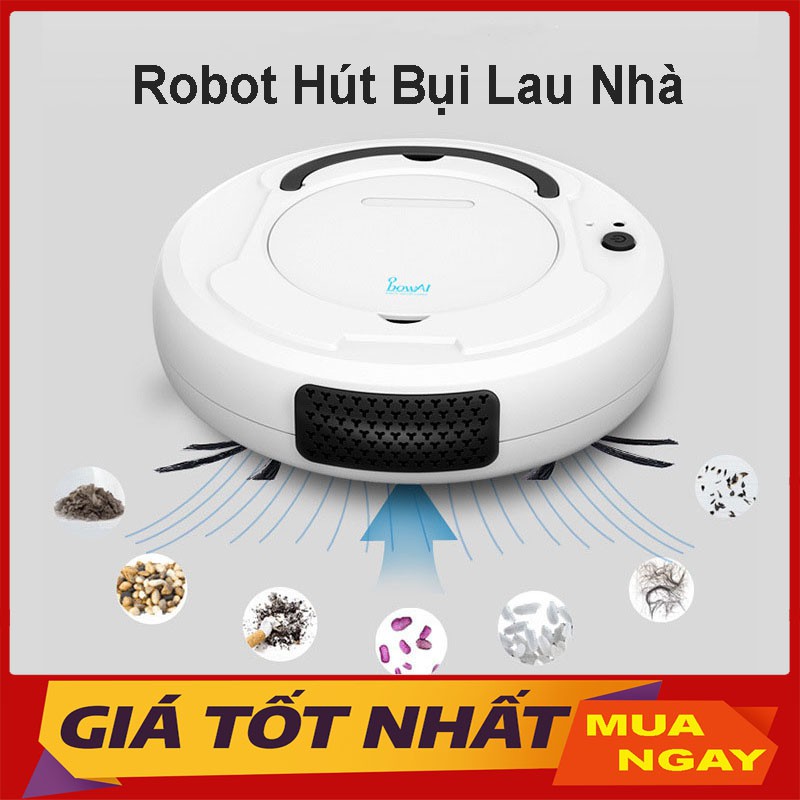 Robot Hút Bụi Bowai Thông Minh 3 Trong 1: Quét Nhà+Hút Bụi +Lau Nhà