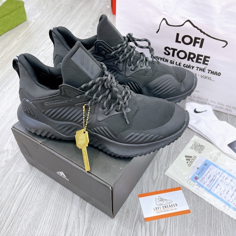 Giày sneaker Anpha Bouce full đen hàng cao cấp cho nam chạy bộ tập gym siêu êm