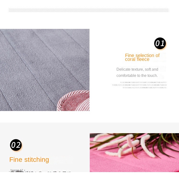 Thảm Chùi Chân Lót Sàn Bằng Lông Cừu San Hô Họa Tiết Kẻ Sọc Cho Nhà Tắm/Phòng Ngủ