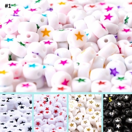 10-25-50gam hạt nhưa tròn 7mm khắc ngôi sao