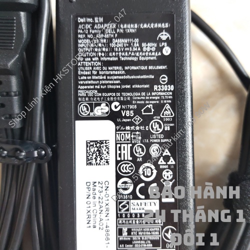 Sạc Laptop Dell 19.5V-3.34A 65W Kim Nhỏ Dell 3147 3148 3551 5458 5555 5558 5755 5758 5759 7348 xps13 9343 9350 9360