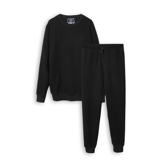 Bộ Nỉ Cotton Thu Đông Màu Đen Xuất Hàn Dư Form Unisex , Set Đồ Bộ Đông Nam Nữ, Bigsize ( 50kg - 90kg - 3Bros