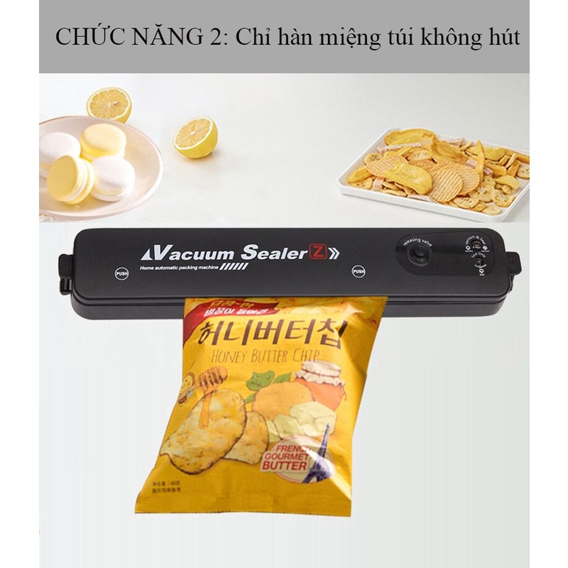 Máy hút chân không Vacuum Sealer ZR-001 hút đa dạng thực phẩm, lực hút kiệt, hàn kín- Tặng 15 túi hút.