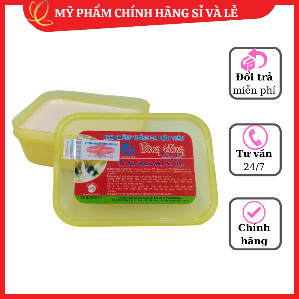 Kem Body Trắng Da, Kem Body Ngọc Trai Bông Hồng Hoàng Gia Chính Hãng 100g, Mềm, Mịn, Thẩm Thấu Nhanh