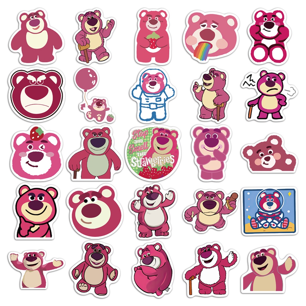 Set 10/ 30 /50 miếng dán trang trí đàn guitar chống thấm nước họa tiết gấu Lotso dễ thương cho bé
