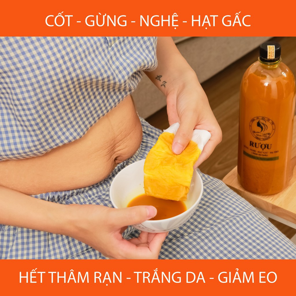 CỐT RƯỢU GỪNG NGHỆ HẠT GẤC HẠ THỔ -  GIẢM EO THÂM RẠN GIÚP GIỮ ẤM LÀM ĐẸP CHO BÀ BẦU MẸ SAU SINH 4.9