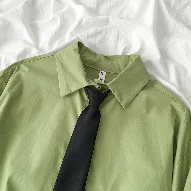 Áo sơ mi tay dài màu trơn thời trang cho nữ