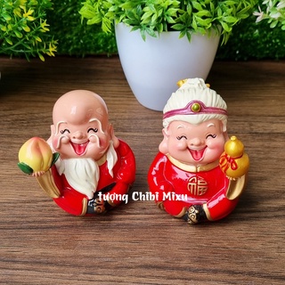 Tượng Ông Bà Thọ 7cm mẫu tròn - Bách Niên Giai Lão - Bách Niên Hảo Hợp